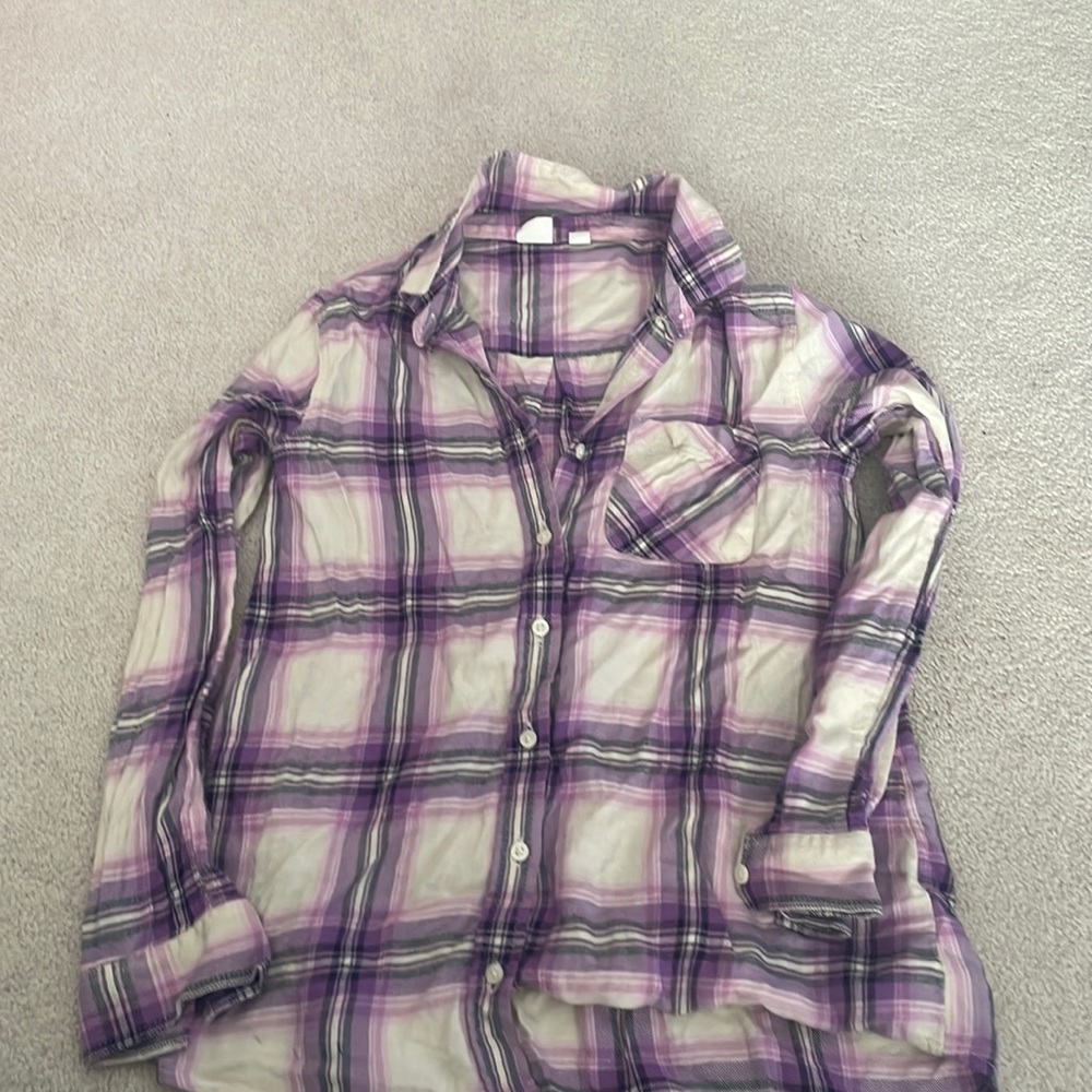 GAP KIDS flannel! purple, white, black! size Xl regular! great condition!